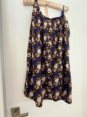 Printed Brown & Blue A-Line dress